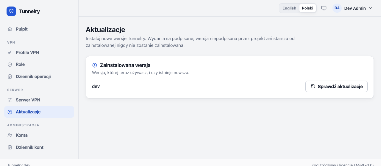 Strona Aktualizacje